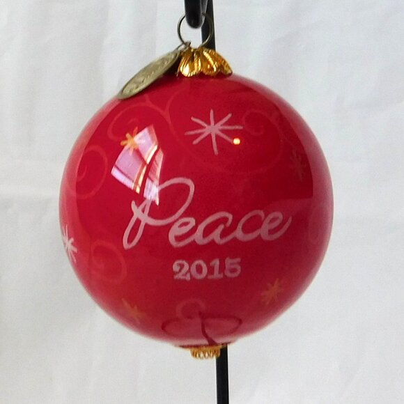 Pier 1 Li Bien Lot of 2 Glass Dated Peace Dove Ornament 2015 & 2012 in box - Picture 3 of 14